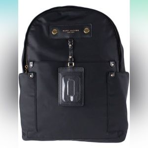 Marc Jacobs Preppy Nylon Zip Top Backpack - Black with Gold Toned Hardware